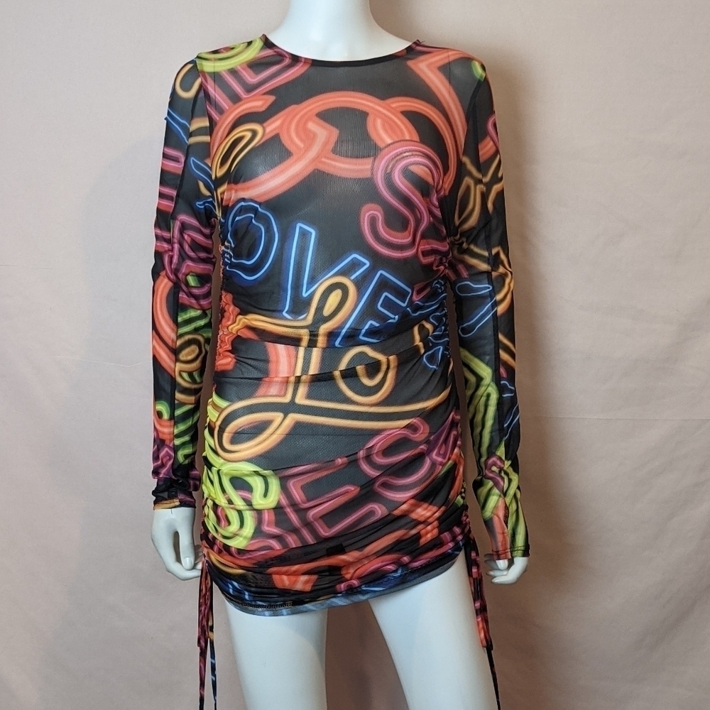 Fashion Nova After Sunset Mesh Cover Up Dress size Large